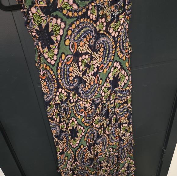 Anthropologie Colorful Paisley Sleeveless Dress Slip Attached Tie Belt Attached - Picture 5 of 5